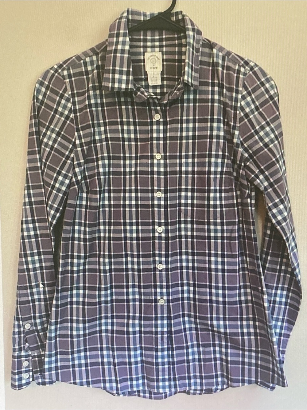 J. Crew Plaid Button-Down in Purple and Navy